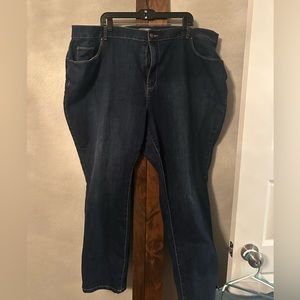 Catherine's Right Fit Curvy Straight Leg Dark Blue Denim Jeans Size 26W